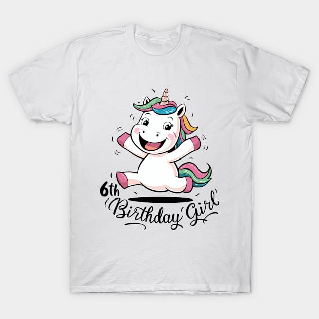 Unicorn 6th Birthday Girl Gift Mythical Creature T-Shirt by Macphisto Shirts